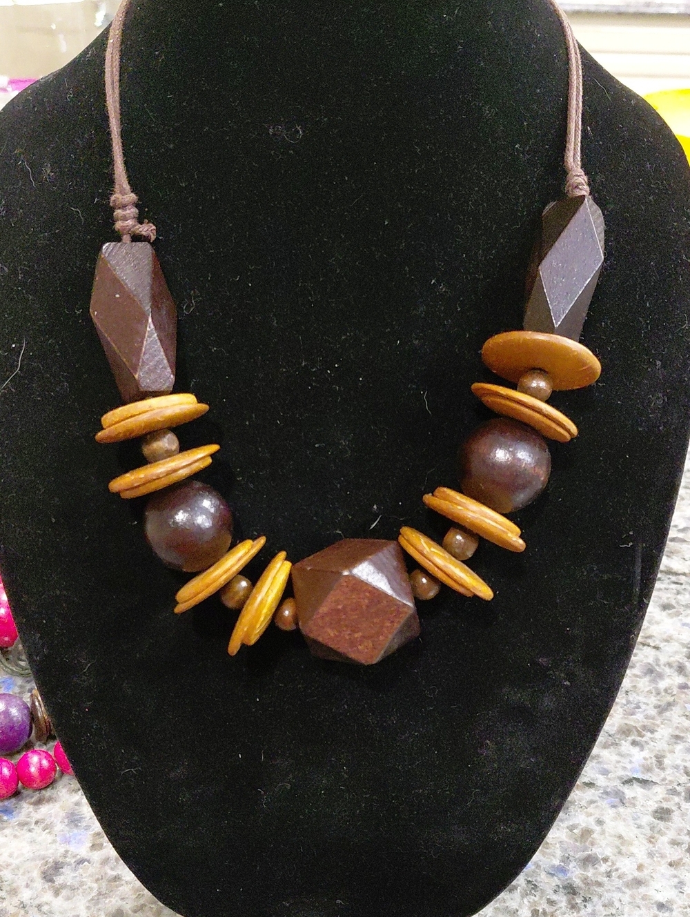 3 Wooden Bead Necklaces. All different lengths.